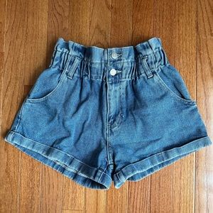PACSUN PAPERBAG DENIM MOM SHORTS